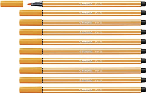 Premium-Filzstift - STABILO Pen 68 - 10er Pack - orange von STABILO