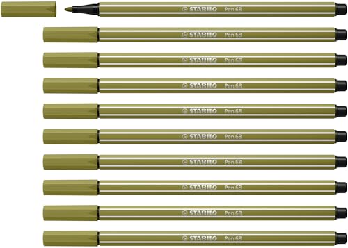 STABILO - Premium-Filzstift - Pen 68-10er Pack - schlammgrün von STABILO
