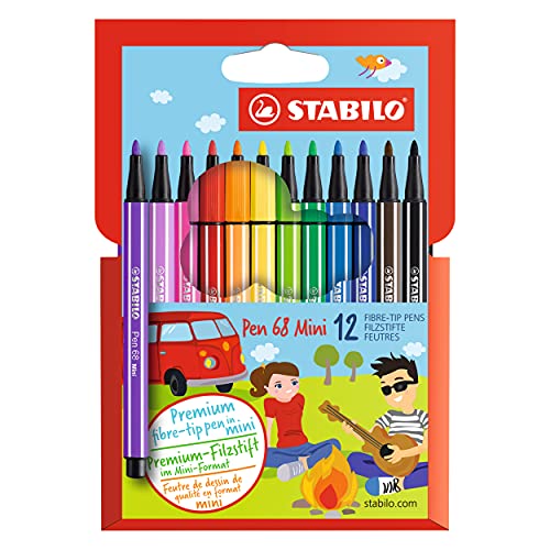 Premium-Filzstift - STABILO Pen 68 Mini - 12er Pack - mit 12 verschiedenen Farben von STABILO