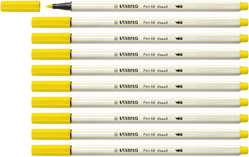 STABILO - Premium-Filzstift mit Pinselspitze für variable Strichstärken - Pen 68 brush - 10er Pack - zitronengelb STABILO - Premium-Filzstift mit Pinselspitze für variable Strichstärken - Pen 68 brush - 10er Pack - zitronengelb von STABILO