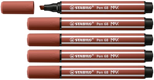 STABILO - Premium-Filzstift mit dicker Keilspitze - Pen 68 MAX - 5er Pack - siena von STABILO