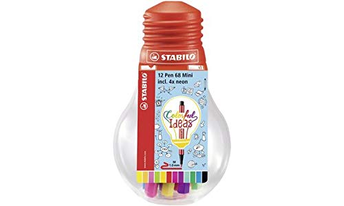 STABILO Fasermaler Pen 68 Mini, Colorful Ideas, 12er-Set, Sie erhalten 1 Packung, Packungsinhalt: 12 er Set von STABILO