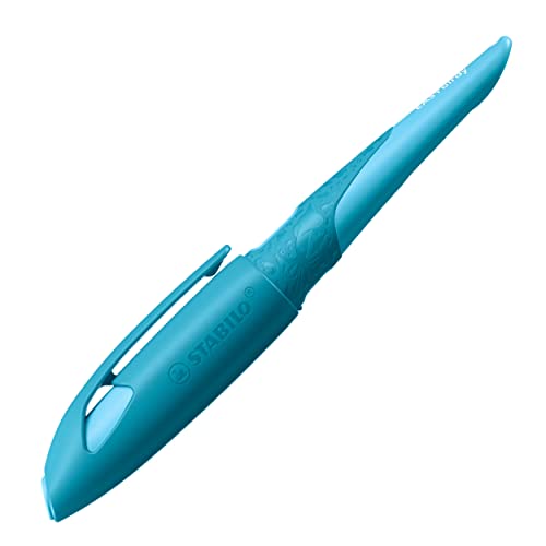 Ergonomischer Schulfüller für Rechtshänder mit Anfänger-Feder A - STABILO EASYbirdy 3D Wildlife in blau - inkl. Patrone - blau (löschbar) von STABILO