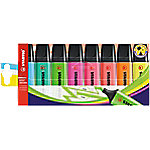 STABILO Boss Original Textmarker Farbig sortiert Breit Keilspitze 2-5 mm Nachfüllbar 8 Stück von STABILO