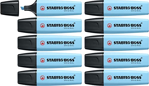 Textmarker - STABILO BOSS ORIGINAL Pastel - 10er Pack - himmlisches Blau von STABILO
