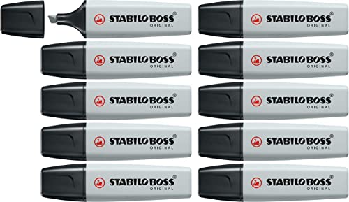 Textmarker - STABILO BOSS ORIGINAL Pastel - 10er Pack - seidengrau von STABILO