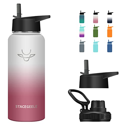 STACEGEELE Edelstahl Trinkflasche 1180ml Thermosflasche mit Strohhalm Deckel Schraubverschluss Isolierte Wasserflasche für Sport Auslaufsichere Isolierflasche doppelwandig Kohlensäure geeignet 40oz STACEGEELE Edelstahl Trinkflasche 1180ml Thermosflasche mit Strohhalm Deckel Schraubverschluss Isolierte Wasserflasche für Sport Auslaufsichere Isolierflasche doppelwandig Kohlensäure geeignet 40oz von STACEGEELE