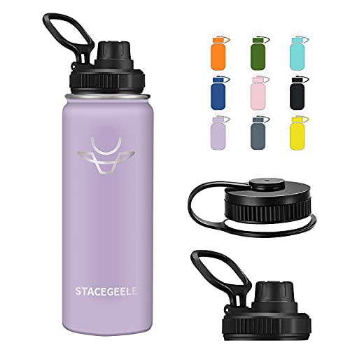 STACEGEELE Edelstahl Trinkflasche 550ml Thermosflasche mit Schraubverschluss Isolierte Wasserflasche für Kinder Auslaufsichere Isolierflasche BPA Frei doppelwandig Kohlensäure geeignet 18oz von STACEGEELE