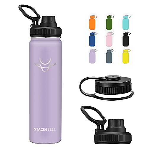 STACEGEELE Edelstahl Trinkflasche 700ml Thermosflasche mit Schraubverschluss Isolierte Wasserflasche für Sport Auslaufsichere Isolierflasche BPA Frei doppelwandig Kohlensäure geeignet 24oz von STACEGEELE