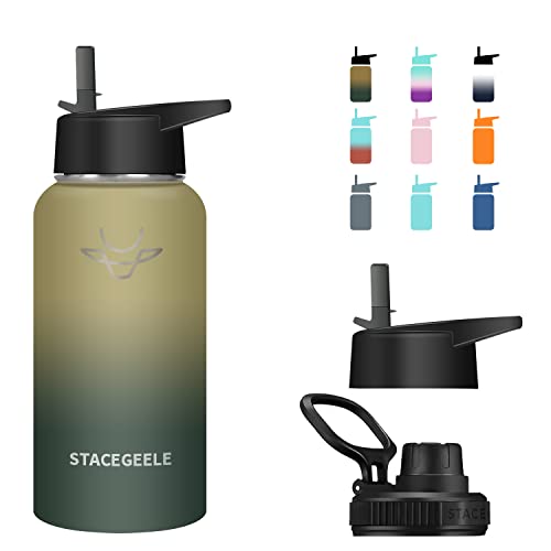 STACEGEELE Edelstahl Trinkflasche 950ml Thermosflasche mit Strohhalm Deckel und Schraubverschluss Isolierte Wasserflasche für Sport Auslaufsichere Isolierflasche doppelwandig Kohlensäure geeignet 32oz STACEGEELE Edelstahl Trinkflasche 950ml Thermosflasche mit Strohhalm Deckel und Schraubverschluss Isolierte Wasserflasche für Sport Auslaufsichere Isolierflasche doppelwandig Kohlensäure geeignet 32oz von STACEGEELE