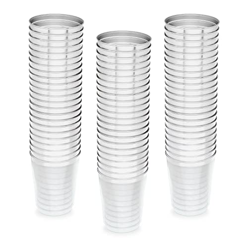 STACKABLES Kristallklare Hartplastikbecher mit elegantem Silberrand, 50 Stück, 284 ml, wiederverwendbare Becher für Partys, Hochzeiten und Weihnachtsfeiern, hochwertige Glaswaren von STACKABLES