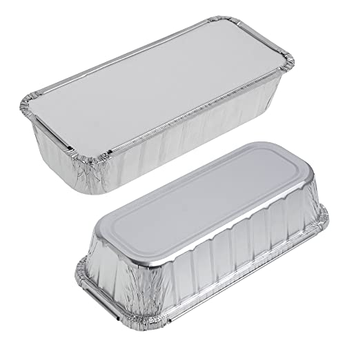 STACKABLES ~ 15 Stück große rechteckige Folien-Tabletts 27 x 11,5 x 4,5 cm ~ große 1,5 Liter Kasten-Aluminium-Folien-Pfannen mit Deckel zum Backen, Kochen, Aufbewahren und Einfrieren von STACKABLES