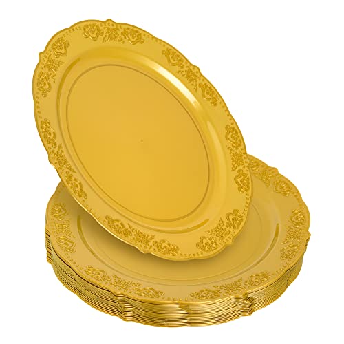 STACKABLES Goldene Speiseteller aus Hartplastik, 26 cm, rund, wiederverwendbar, Mehrzweck-Geschirr, 20 Stück von STACKABLES