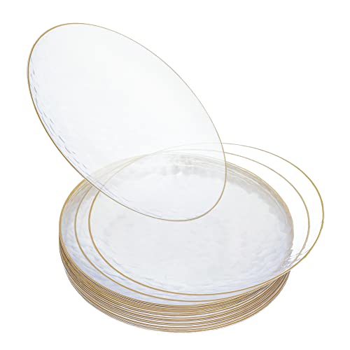 STACKABLES Partyteller, 17,8 cm, gehämmert, rund, transparent, mit Goldrand, leicht, elegant, wiederverwendbar, für Salat, Brot und Butter von STACKABLES