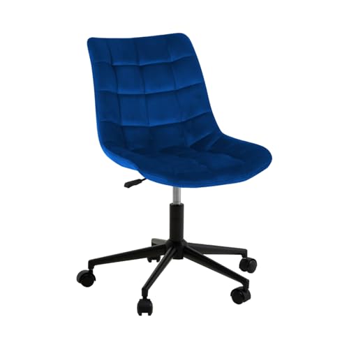 STADO® | Bürostuhl | Samt | Dunkelblau | 53x60x97cm | Höhenverstellbar | Drehbar | Rückenlehne | Rollen | Schreibtischstuhl | PC-Stuhl | Stuhl von STADO
