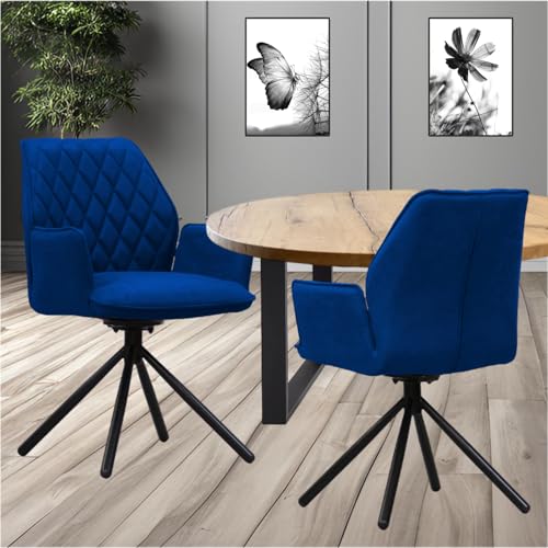 STADO® Esszimmerstuhl Drehstuhl Küchenstuhl 180 Grad Drehbar Stuhl Dunkelblau von STADO
