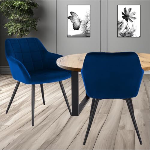 STADO® Wohnzimmerstühle Esszimmerstühle Küchenstühle Polstersessel Polsterstuhl 2 Stück Dunkelblau von STADO