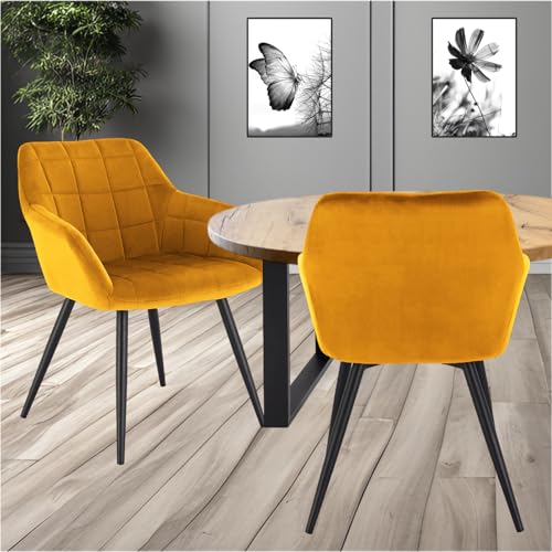 STADO® Wohnzimmerstühle Esszimmerstühle Küchenstühle Polstersessel Polsterstuhl 2 Stück Senfgelb von STADO