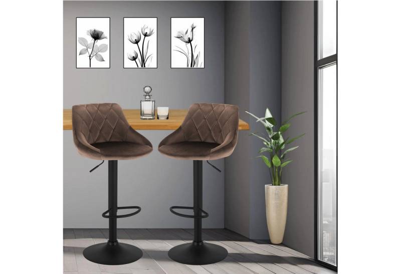 STADO Barhocker Barhocker 2 Stück Kunstleder Braun Tresenhocker Barstuhl Drehstuhl von STADO