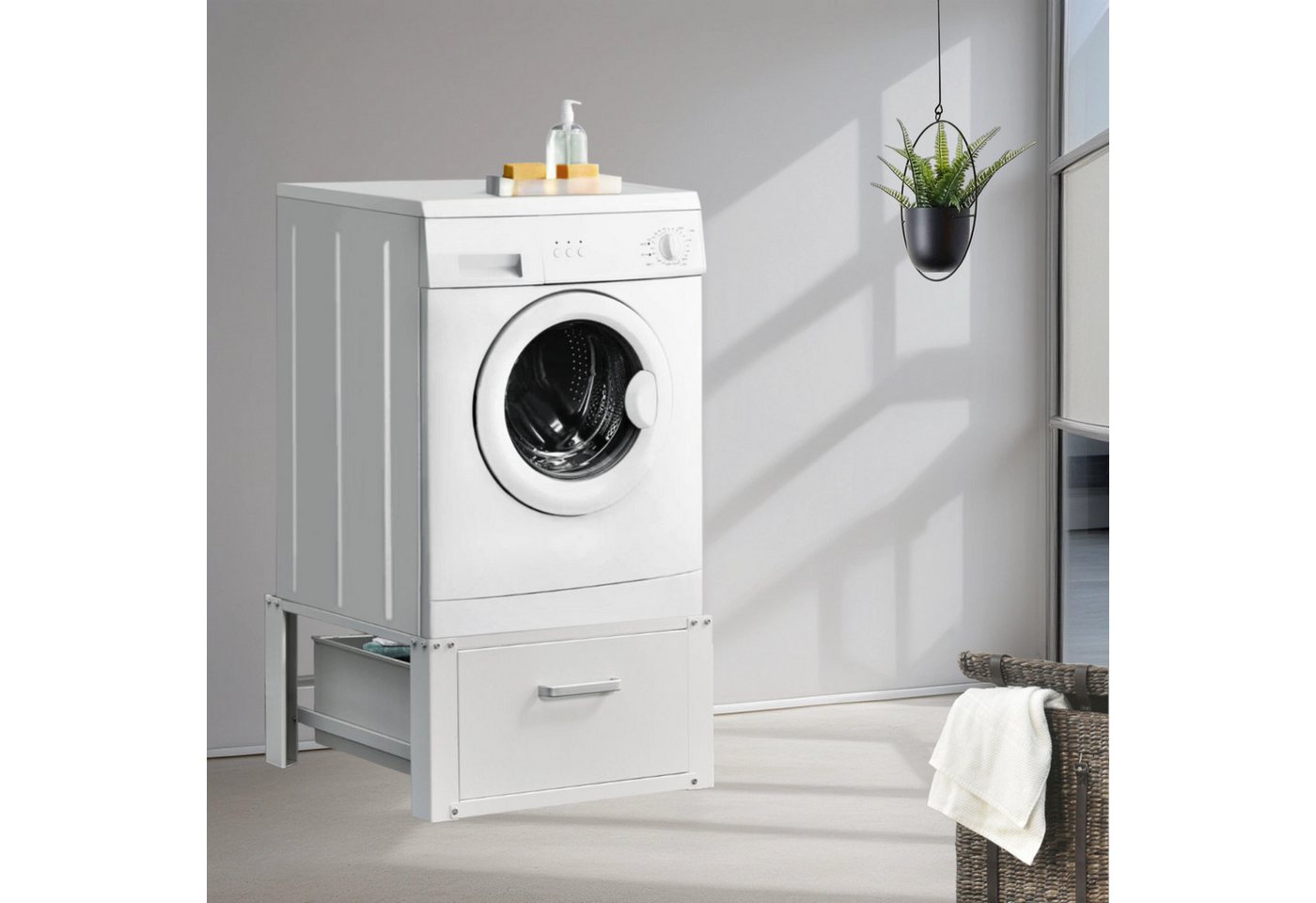 STADO Waschmaschinenuntergestell Gestell Waschmaschine Podest Trockner Ausziehbare Schublade Weiß von STADO