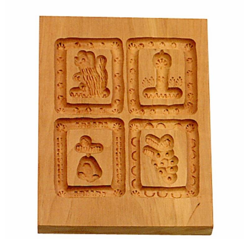 STÄDTER Ausstechform Springerle-Model 4 Motive Birnbaum 10 x 12 cm, Holz von STÄDTER