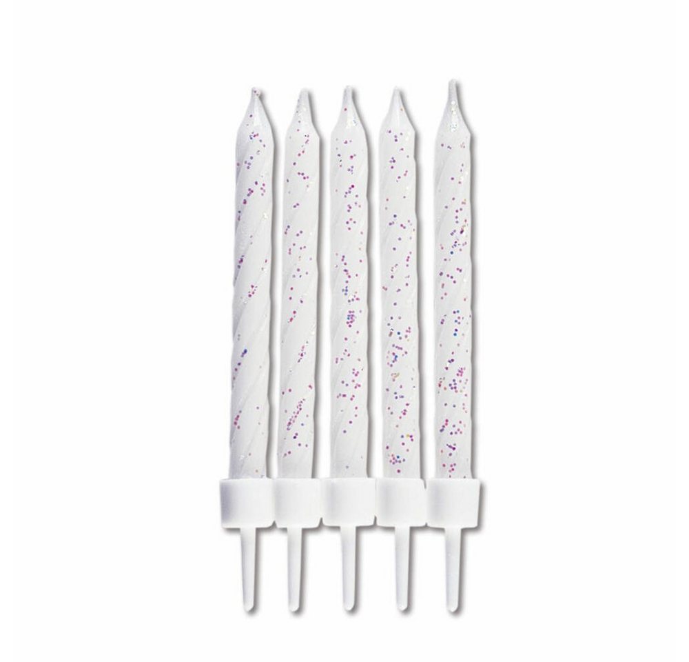 STÄDTER Formkerze Geburtstag 10 Stück Weiß mit Glitzer 7.5 cm (Set) von STÄDTER