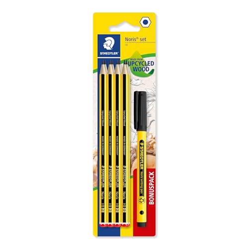STAEDTLER HB Zeichenstifte - zum Skizzieren - Noris School - inklusive 8 HB-Bleistiften und schwarzem Handschriftstift - 9er Set, 120 SBK8P2 von STAEDTLER