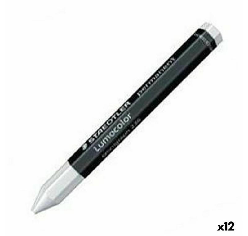 STAEDTLER Papierscheren Wachstifte bunt Lumocolor Permanent Weiß (12 Stück) von STAEDTLER
