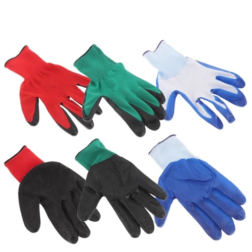 STAHAD 3 Paare Unisex Gartenhandschuhe mit Nitrilbeschichtung Dornenfest Rutschfester Griff Atmungsaktiv Langlebig Vielseitig Einsetzbar für Gartenarbeit Bau und Reinigung Rot Blau Grün von STAHAD