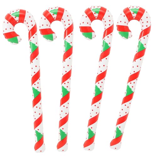 STAHAD 4 Stück Aufblasbare Candy Cane Ballons aus Robustem PVC Bunte Weihnachtsdekoration für Drinnen und Draußen Festliche Zuckerstangen Deko für Party Fenster Wand und Decke von STAHAD