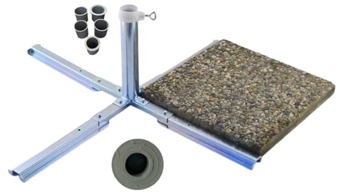 5 Fach Adapter schirmständer 4 mm Deutscher Stahl für 40-50 cm BETONPLATTEN - für Stöcke von Ø 25-53 - 55 mm - Made B. WÜRTTEMBERG - von STAHL Plattenständer PH 53