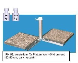 SCHIRMSTÄNDER - aus DEUTSCHEM Stahl - PLATTENSTÄNDER - GALVANISCH VERZINKTER PLATTENSTÄNDER BIS 53 mm Ø für GROSSSCHIRME zum Einlegen von BETONPLATTEN 40 x 40 cm oder 50 x 50 - - Made in Germany von STAHL Plattenständer PH 53