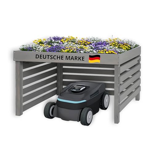 STAHLMANN® Mähroboter Garage [84 × 78 × 47 cm] - Rasenroboter Garage [2 in 1 ] Garage Mährobter [Made IN Europe] Hochbeet - Pfanzkasten von STAHLMANN