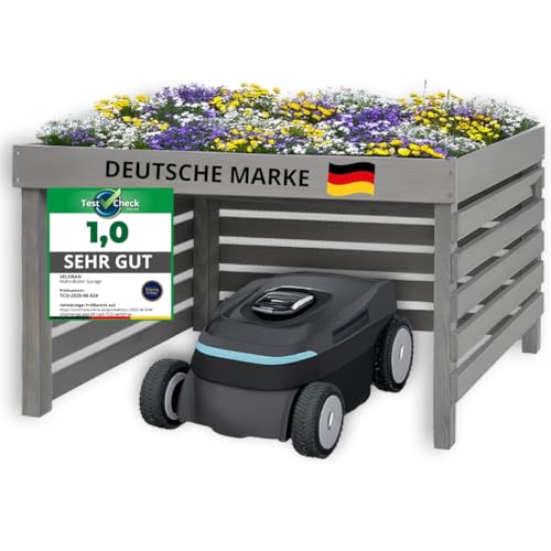 STAHLMANN® Mähroboter Garage [84 × 78 × 47 cm] - Rasenroboter Garage [2 in 1 ] Garage Mährobter [Made IN Europe] Hochbeet - Pflanzkasten von STAHLMANN