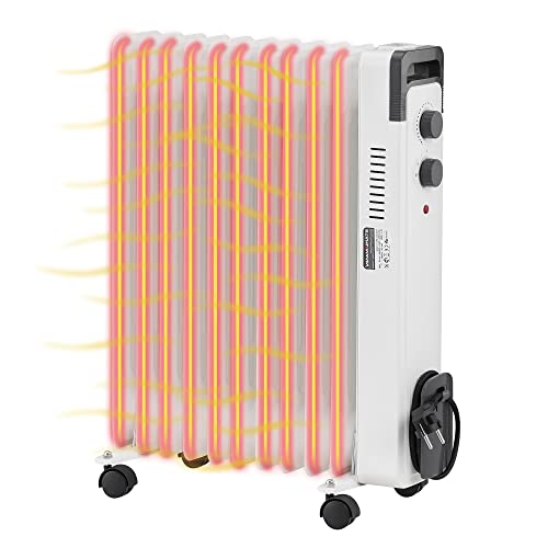 STAHLMANN Ölradiator ZR17 2500 Watt – Elektroheizung Energiesparend bis 50 qm Fläche – Heizung Elektrisch mit Thermostat und 3 Heizstufen – Elektrisches Heizgerät, Electric Heater Weiss von STAHLMANN