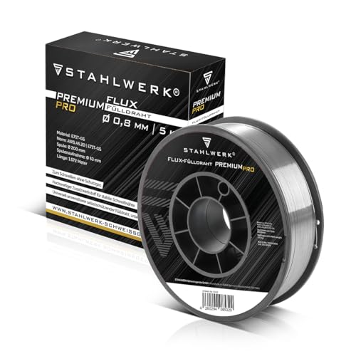 STAHLWERK FLUX Fülldraht 0,8 mm E71T-GS – 5 kg Drahtrolle D200, universell einsetzbar, Drahtspule für 50 mm Dorn, Premium Schweißdraht ohne Gas, Zusatzwerkstoff, Fülldrahtelektrode, MIG MAG STAHLWERK FLUX Fülldraht 0,8 mm E71T-GS – 5 kg Drahtrolle D200, universell einsetzbar, Drahtspule für 50 mm Dorn, Premium Schweißdraht ohne Gas, Zusatzwerkstoff, Fülldrahtelektrode, MIG MAG von STAHLWERK