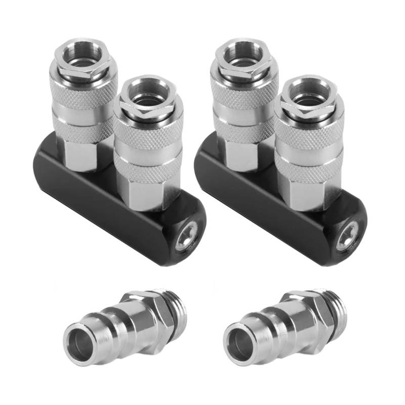 STAHLWERK 2 Fach Druckluft Verteiler bis 35 Bar Schnellkupplung Viertel Zoll 2er Set STAHLWERK 2 Fach Druckluft Verteiler bis 35 Bar Schnellkupplung Viertel Zoll 2er Set von STAHLWERK