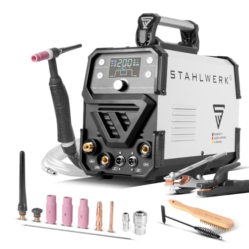 STAHLWERK Schweißgerät 2 in 1 Kombi DC WIG 200 Puls ST - digital, WIG mit Puls & MMA, kompakt & leistungsstark, für Stahl, Edelstahl, Kupfer & Dünnblech, IGBT-Inverter von STAHLWERK