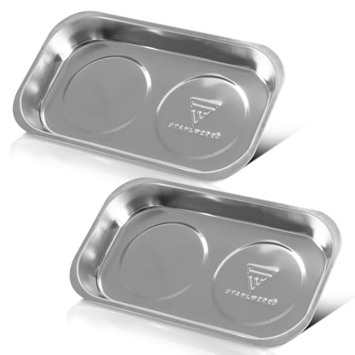 STAHLWERK 2 x Magnetschale MS-28 ST 237 x 136 x 28 mm Magnetteller 2er Set | Schraubenschale | Haftschale | Magnetablage | Magnetische Schale aus Edelstahl mit starker Haftkraft für Schrauben von STAHLWERK