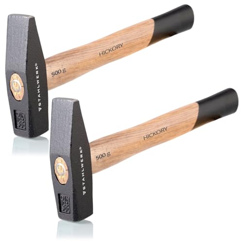 STAHLWERK 2 x Schlosserhammer 500g robuster Stahlkopf, Griff aus Hickory Holz | Gut ausbalanciertes Gewicht, ergonomischer Griff aus hoch belastbarem, bruchfestem und langlebigem Hickory-Holz STAHLWERK 2 x Schlosserhammer 500g robuster Stahlkopf, Griff aus Hickory Holz | Gut ausbalanciertes Gewicht, ergonomischer Griff aus hoch belastbarem, bruchfestem und langlebigem Hickory-Holz von STAHLWERK