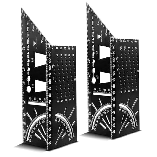 STAHLWERK 2er Set Gehrungswinkel-Lineal mit Anschlag und Bohrlehre 3D-Winkel | Zimmermannswinkel | Aluminium-Winkel | Gehrmaß | Winkelmesser zum präzisen Messen, Anreißen, Markieren und Zeichnen STAHLWERK 2er Set Gehrungswinkel-Lineal mit Anschlag und Bohrlehre 3D-Winkel | Zimmermannswinkel | Aluminium-Winkel | Gehrmaß | Winkelmesser zum präzisen Messen, Anreißen, Markieren und Zeichnen von STAHLWERK