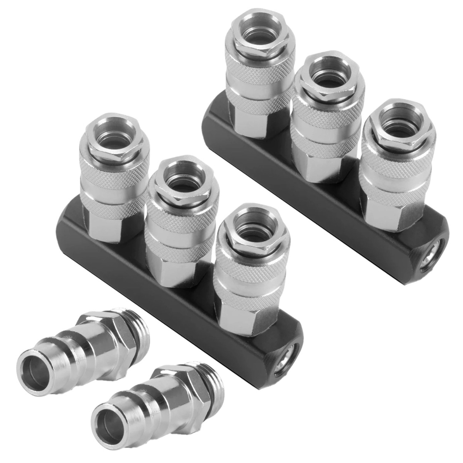 STAHLWERK 3 Fach Druckluft Verteiler bis 35 Bar Schnellkupplung Viertel Zoll 2er Set STAHLWERK 3 Fach Druckluft Verteiler bis 35 Bar Schnellkupplung Viertel Zoll 2er Set von STAHLWERK