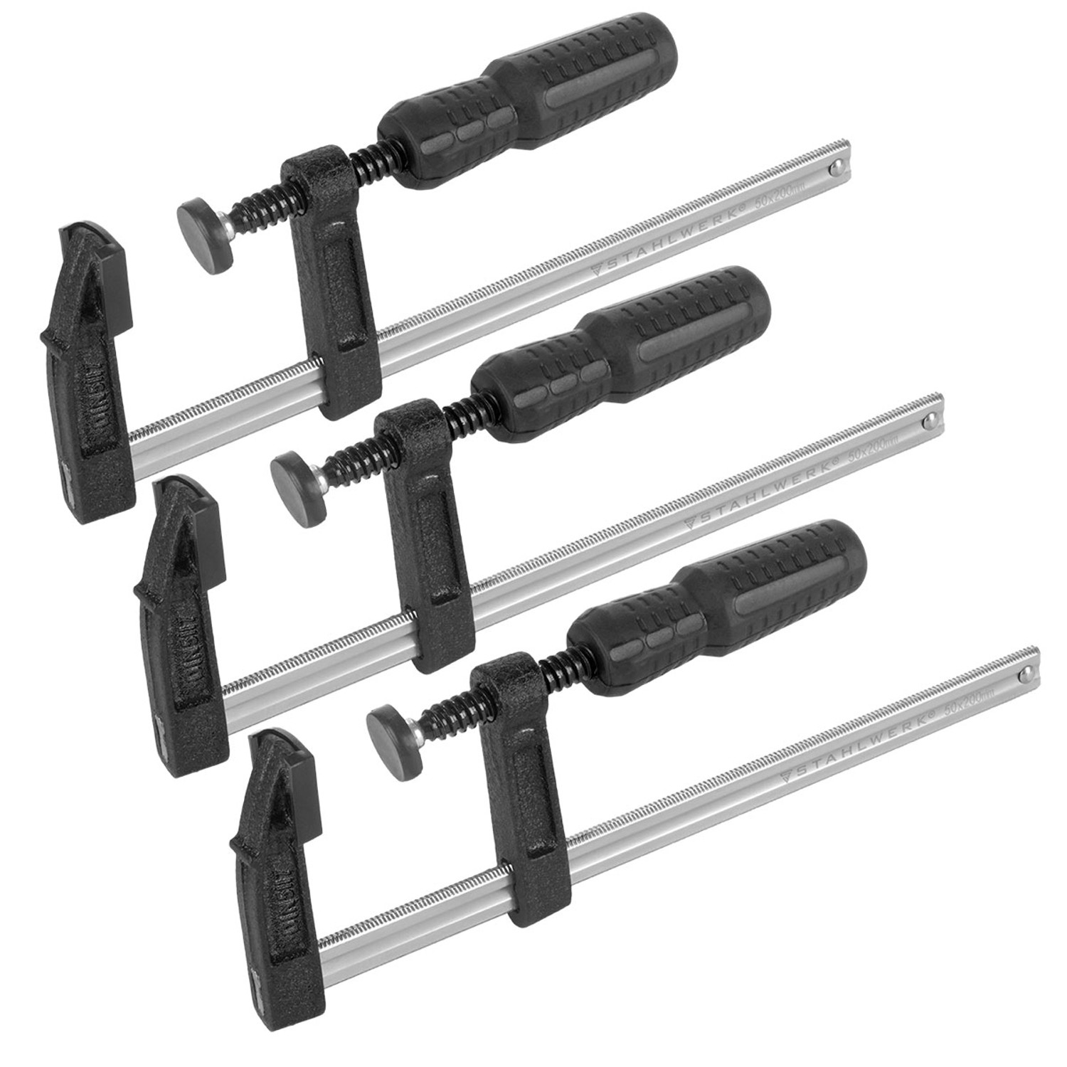 STAHLWERK 3 x Schraubzwinge 50x200 mm Klemmzwinge Stabile F-Zwinge STAHLWERK 3 x Schraubzwinge 50x200 mm Klemmzwinge Stabile F-Zwinge von STAHLWERK