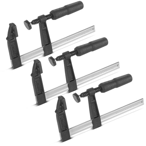 STAHLWERK 3 x Schraubzwinge 80x200 mm | kraftvolle Klemmzwinge aus Stahl und Kunststoff | F-Zwinge zum Fixieren von Werkstücken |stabile Zwinge mit Spannweite 200 mm, Spanntiefe 80 mm von STAHLWERK
