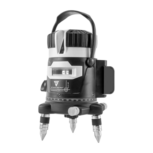 STAHLWERK 3D Kreuzlinienlaser KL-5 ST mit 30 m Reichweite 360° Laser Level, selbstnivellierender Linienlaser/Baulaser mit 5 Linien und Li-Ion-Akku inklusive Transporttasche von STAHLWERK