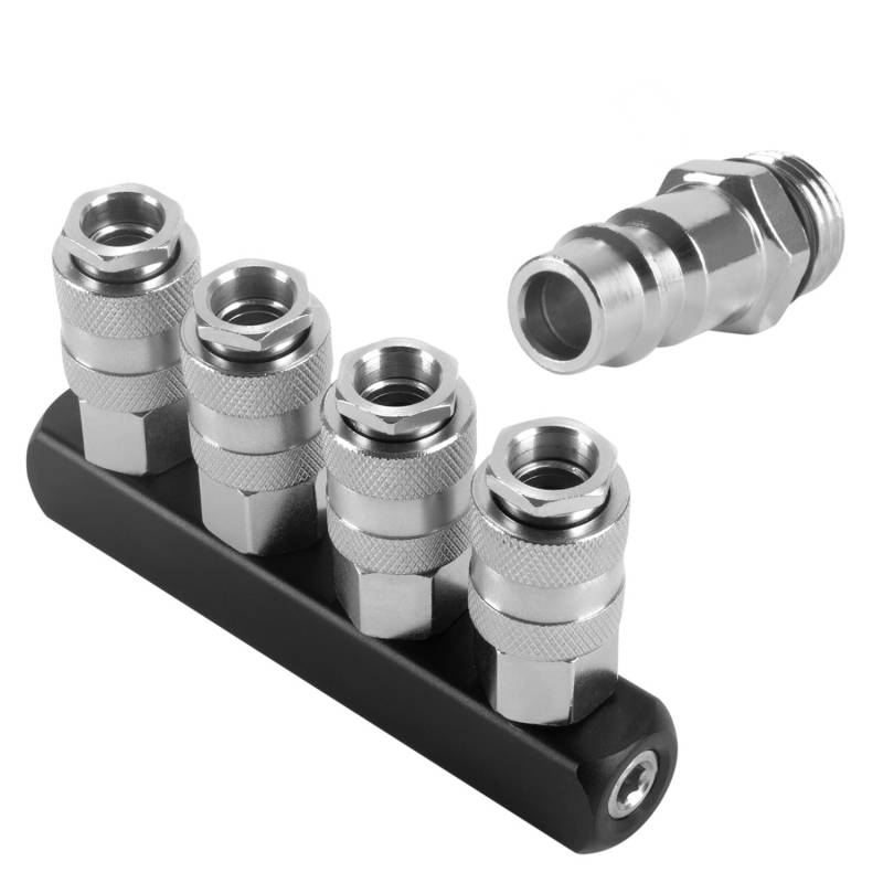 STAHLWERK 4-fach Druckluft-Verteiler bis 35 bar mit Schnellkupplung 1/4 Zoll STAHLWERK 4-fach Druckluft-Verteiler bis 35 bar mit Schnellkupplung 1/4 Zoll von STAHLWERK