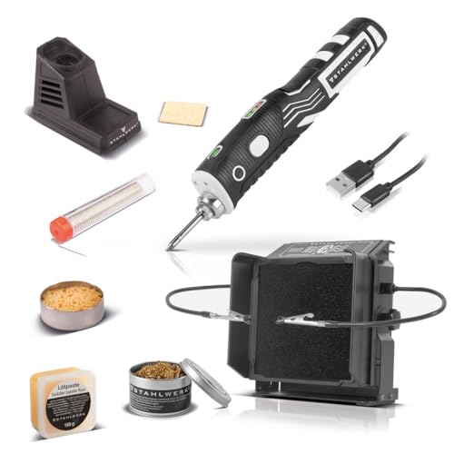 STAHLWERK Akku-Lötkolben BLK-8 ST mit 480°C Löttemperatur im Komplett-Set | USB-Lötstation | Lötgerät | Lötpistole mit Lötabsaugung, Lötkolbenreiniger und Lötpaste STAHLWERK Akku-Lötkolben BLK-8 ST mit 480°C Löttemperatur im Komplett-Set | USB-Lötstation | Lötgerät | Lötpistole mit Lötabsaugung, Lötkolbenreiniger und Lötpaste von STAHLWERK