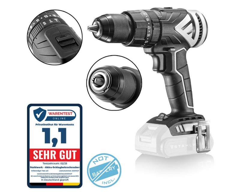 STAHLWERK Akku-Schlagschrauber Brushless Akku Bohrschrauber ASB-20 ST 20 V, 60 Nm, (Packung, 1-tlg., Basisversion), ohne Akku und Ladegerät von STAHLWERK