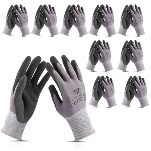 STAHLWERK Arbeitshandschuhe Montagehandschuhe 10 Paar, Größe XL mit Nitril PU-Beschichtung, rutschfest, robust & griffig, mechanisch belastbar & abriebfest von STAHLWERK