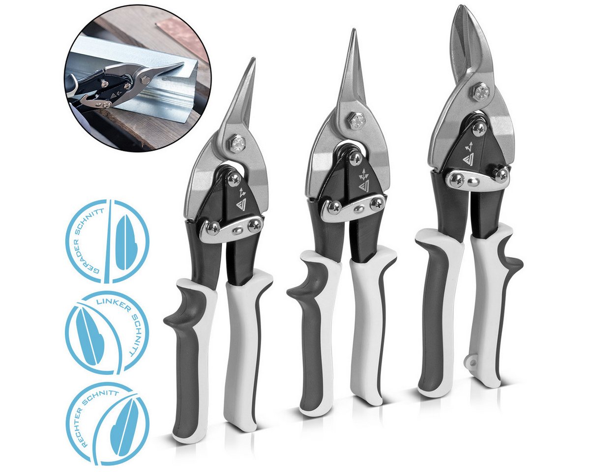STAHLWERK Blechschere Blechschere 3er Set, (Packung, 3-tlg., Set), zum professionellen Schneiden von Metallblechen von STAHLWERK